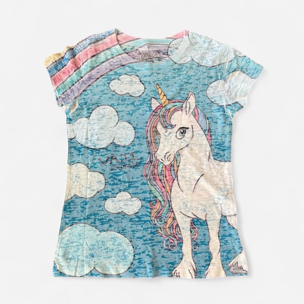 Y2K Unicorn Rainbow Mesh top